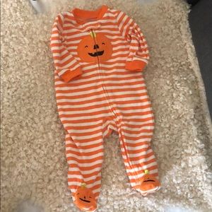 Halloween Pumpkin fleece sleeper